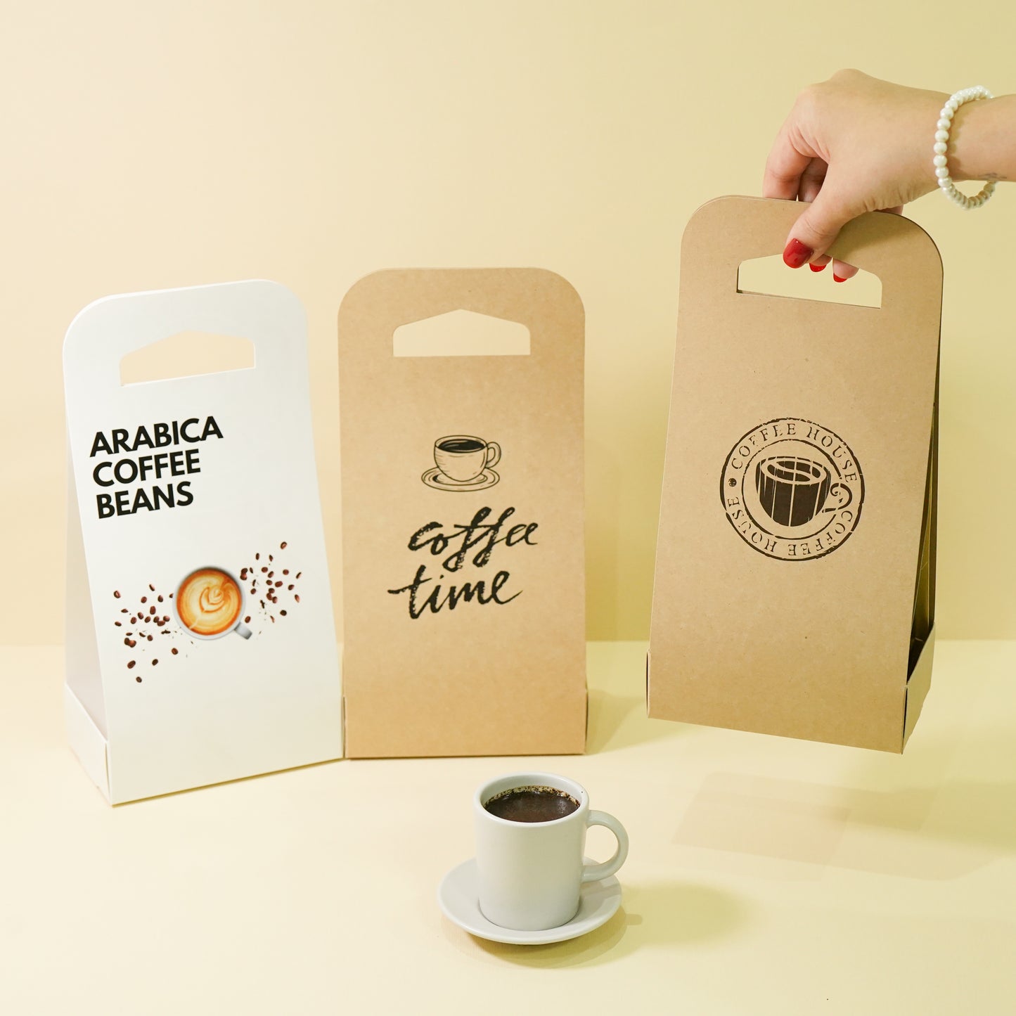 مجموعة (10) حقيبة ورقية فاخرة لأكياس القهوة