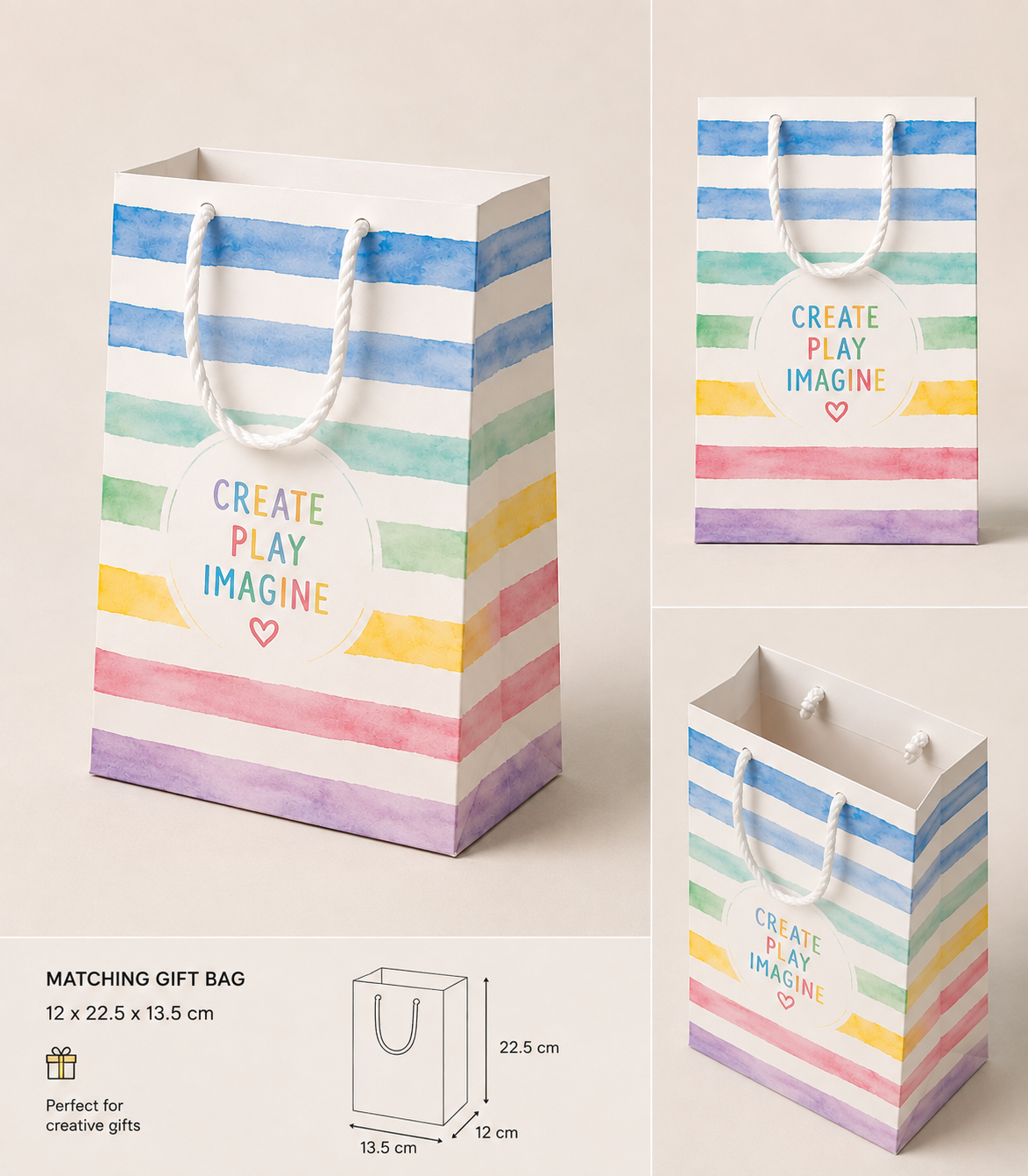 A set of (10) elegant square-shaped paper bags